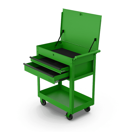 Hyper Tough 28-Inch Steel Tool Cart with Drawer, 500 lb Load Capacity, Green Powder-Coated