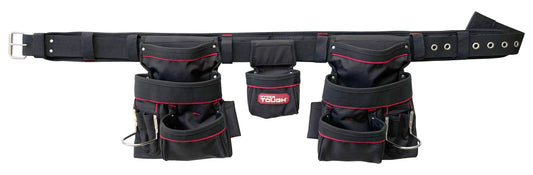Hyper Tough Carpenter Rig, Padded Tool Belt, Carpenter Belt, Black