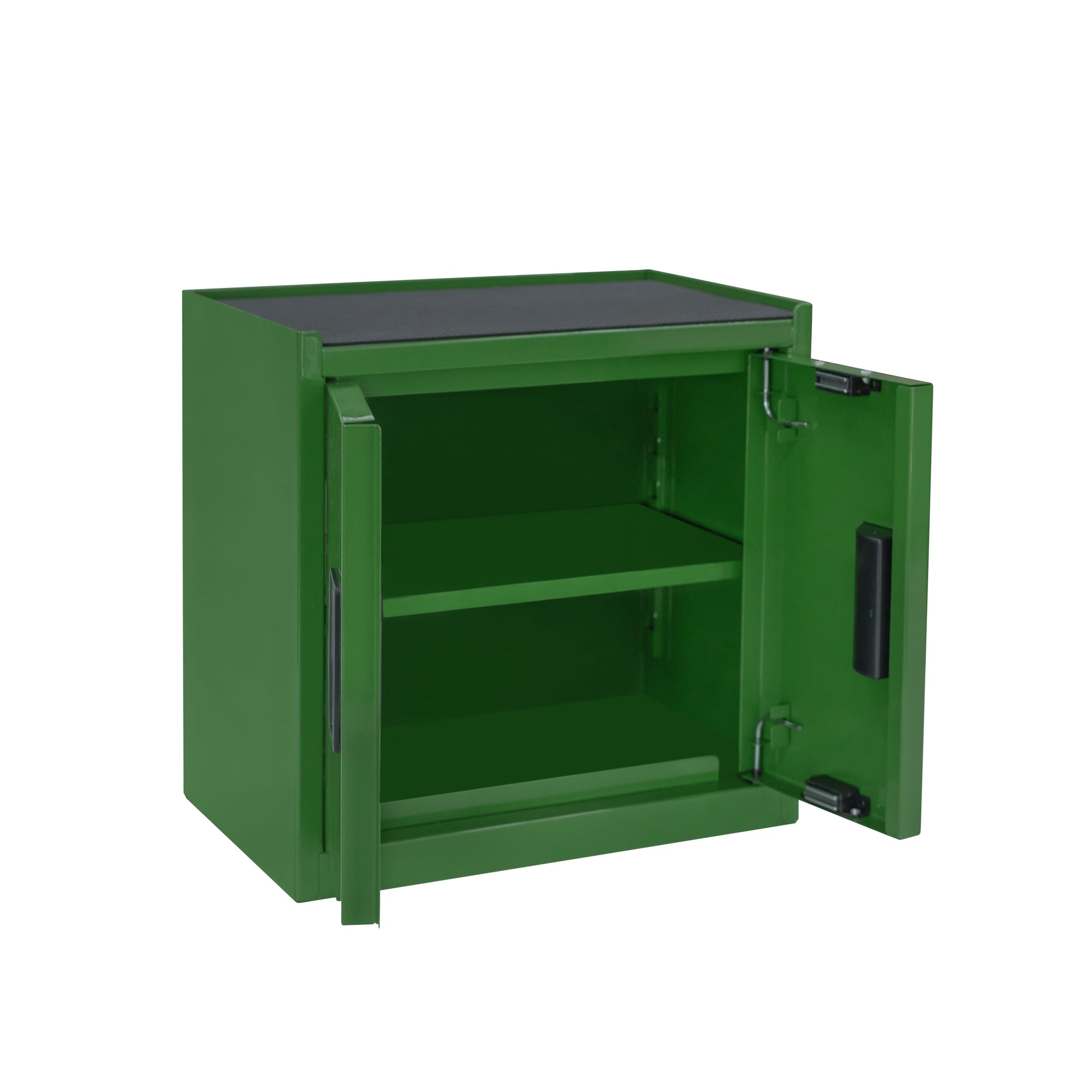Hyper Tough Mini Tool Cabinet, 11.6-inch Steel Storage, WC Green, Double Doors, Non-Slip Top Mat