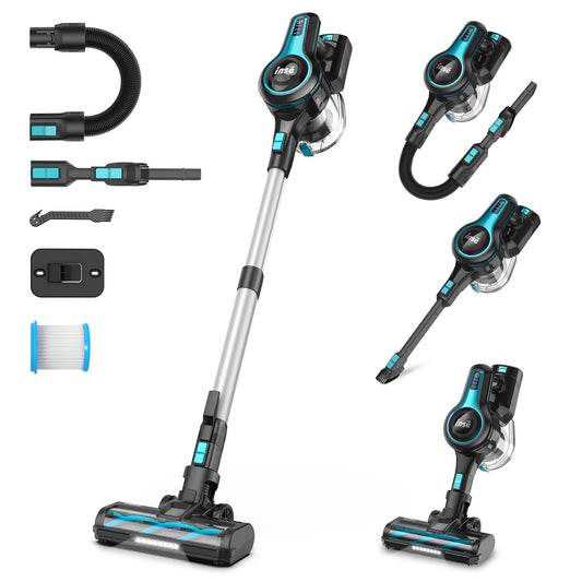 INSE Cordless Vacuum Cleaner, 30kPa Stick Vacuum with 300W Powerful Brushless Motor, 8-in-1 Lightweight Rechargeable Vacuum, 45mins Runtime for Home Hard Floor Carpet Pet Hair