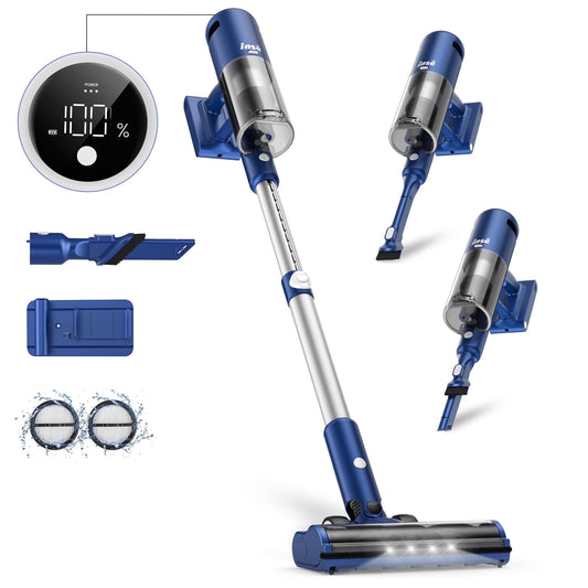 INSE Lightweight Cordless Vacuum with 30Kpa Powerful Suction & 60 Mins Runtime, Stick Vacuum  for Carpet, Tile, Pet Hair, Hardwood Floors