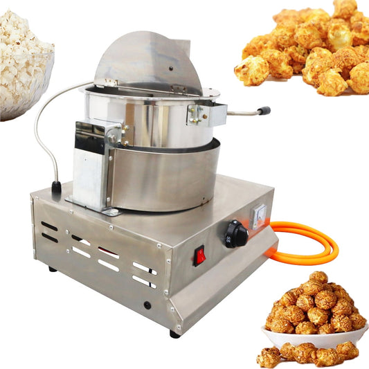 INTBUYING Corn Popper Commercial Gas Heating Automatic Stirring Popcorn Maker Single Pot Manual Mixing