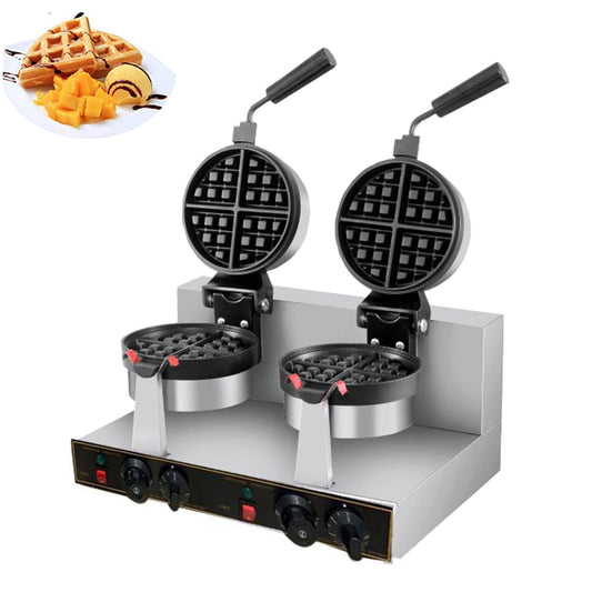 INTBUYING Electric Waffle Maker Double Station Stainless Steel Nonstick