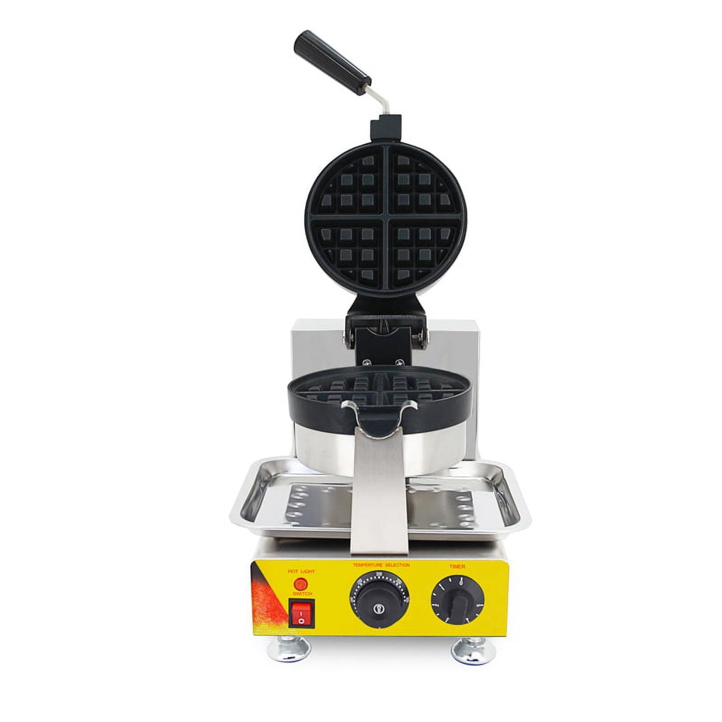 INTBUYING Nonstick Electric Single Head Rotary Waffle Baker Maker with Precision Template Dessert Making Machine
