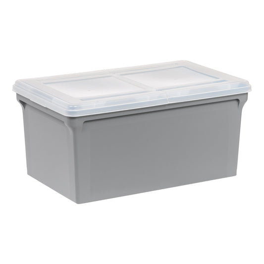 IRIS USA, Split Lid Plastic Storage Bins/ File Boxes 22.8" L x 13.74" W x 10.75" H, Gray, Single