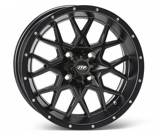 ITP Hurricane Matte Black Golf Cart Wheel 12x7 (4/4) (2+5) [12HR114]