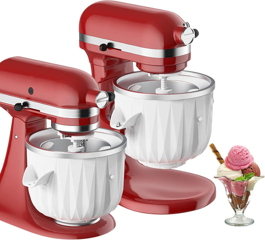 Stand Mixer Ice Cream Attachment, Compatible with KitchenAid 4.5-Quart and Larger Stand Mixers, 2-Quart Frozen Yogurt - GVODE Ice Cream and Sorbet Makers