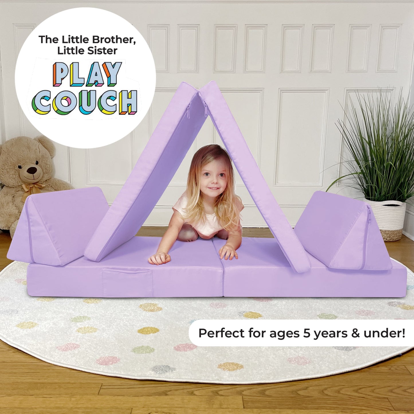 Imaginarium Little Brother, Little Sister Kids and Toddler Play Couch, Unicorn Purple