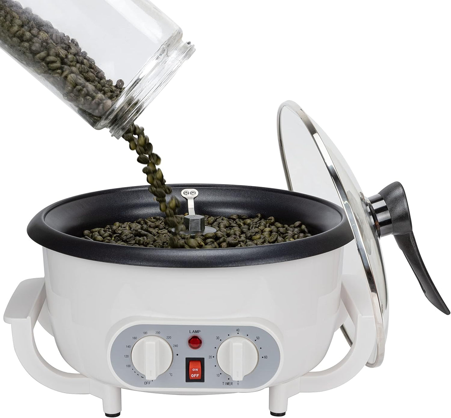 Improved Coffee Roasters for Home Use 110V, Household Coffee Roaster Machine with Timer, Large Batch Coffee Bean Roaster for Beginner Nut Peanut Chestnuts