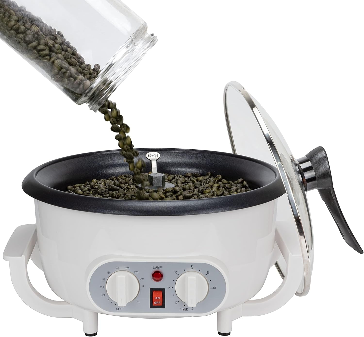 Improved Coffee Roasters for Home Use 110V, Household Coffee Roaster Machine with Timer, Large Batch Coffee Bean Roaster for Beginner Nut Peanut Chestnuts
