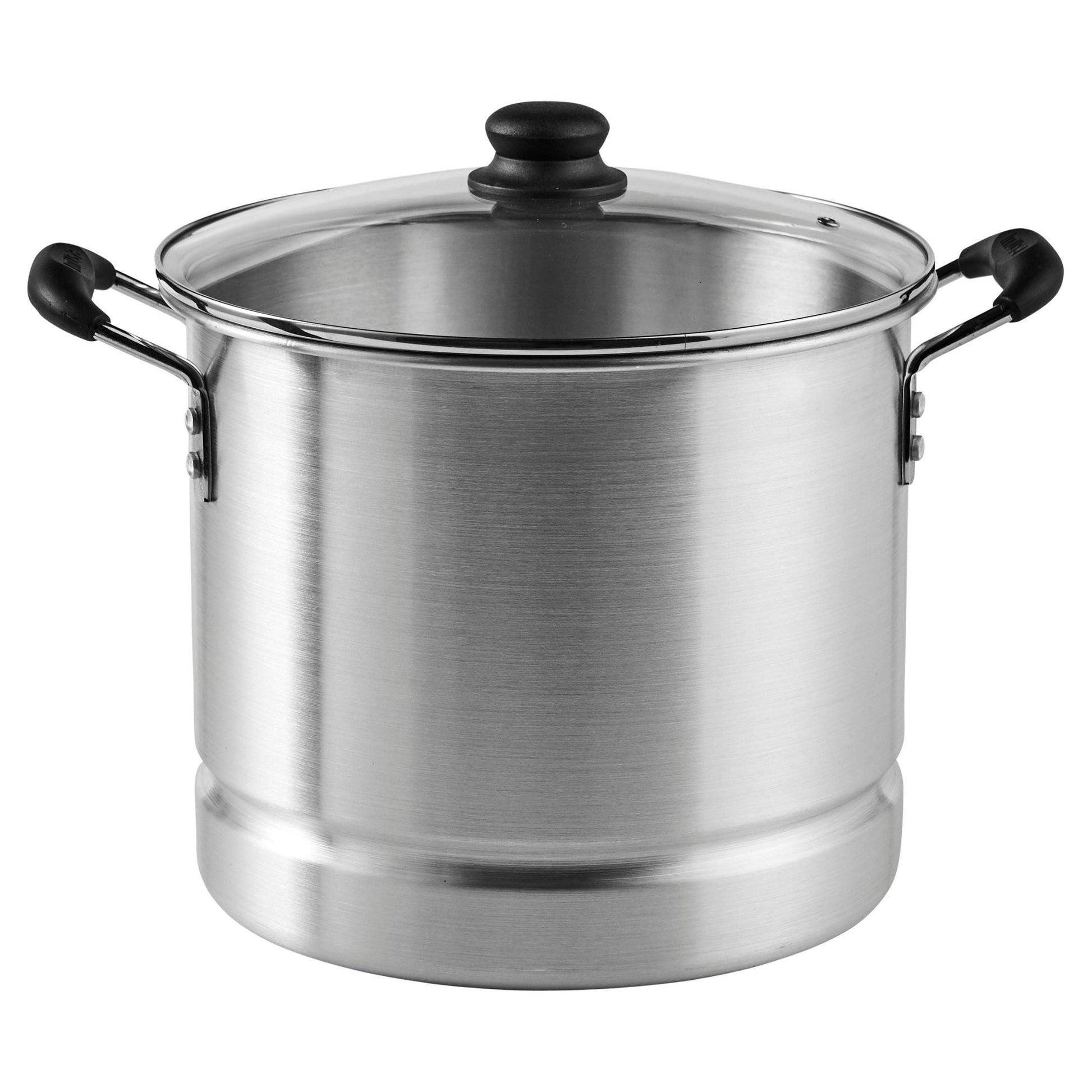Imusa Vaporera O Olla de Caldo de Aluminio de 10 Qt con Tapa de Vidrio y Rejilla Removible
