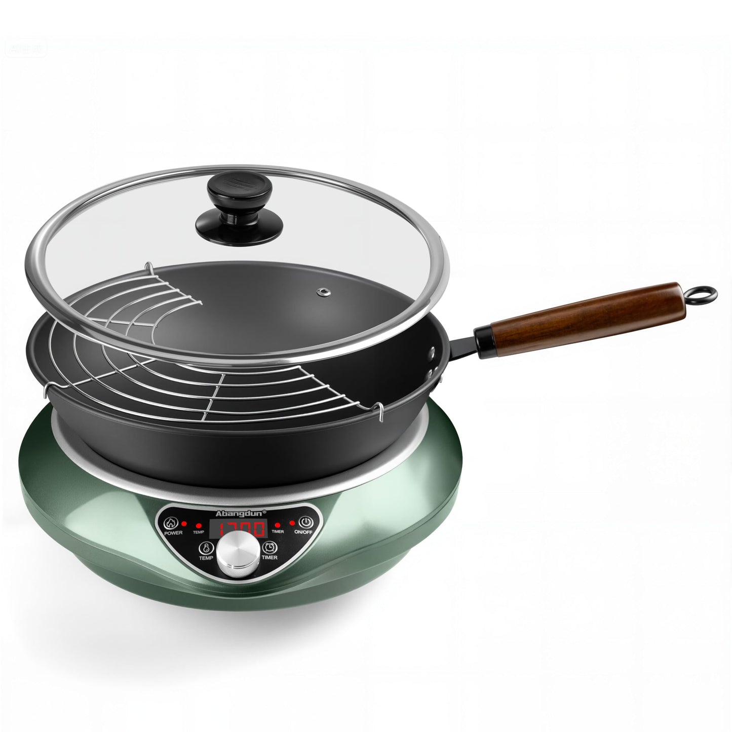 Induction Cooktop,1700W/85V~120V Induction Burner Portable Electric Wok,13-inch Carbon Steel Wok Included