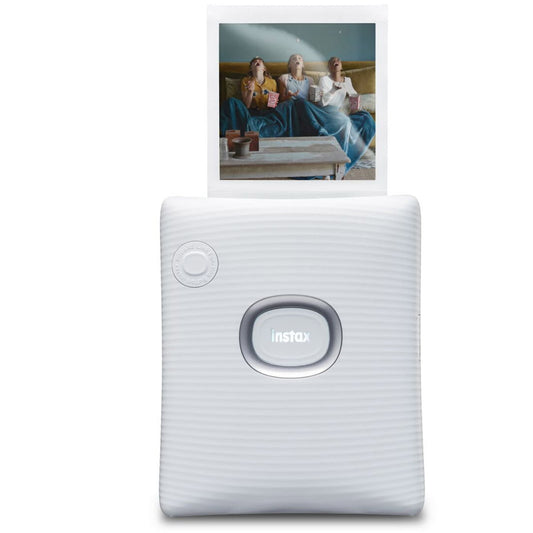Fujifilm Instax Square Link Wireless Smartphone Printer, Ash White, Bundle with SQUARE Instant Color Film Twin Pack and Cleaning Cloth