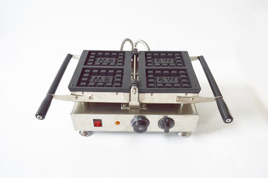 Intbuying Nonstick 2psc Square Belgian Waffle Maker Iron Baker Machine for Waffle Cooking 110V