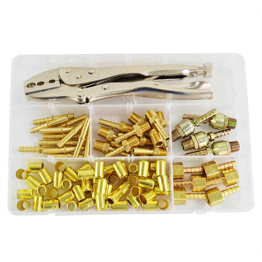 Interstate Pneumatics H4FK Hose Repair Kit With Crimp Tool (For 3/16", 1/4" ID Hose)