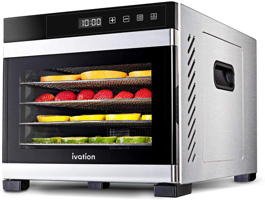 Ivation, 6 Stainless Steel Tray Food Dehydrator for Snacks, Fruit & Beef Jerky