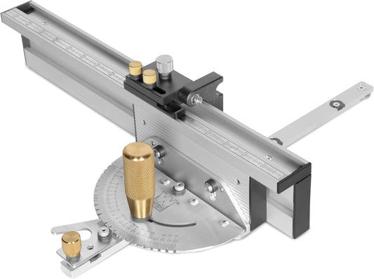 JELD-WEN 1031 WA1401 Steel and Brass Premium Miter Gauge and Fence System for Table Saws, Router Tables, Band Saws, and Woodworking Tools