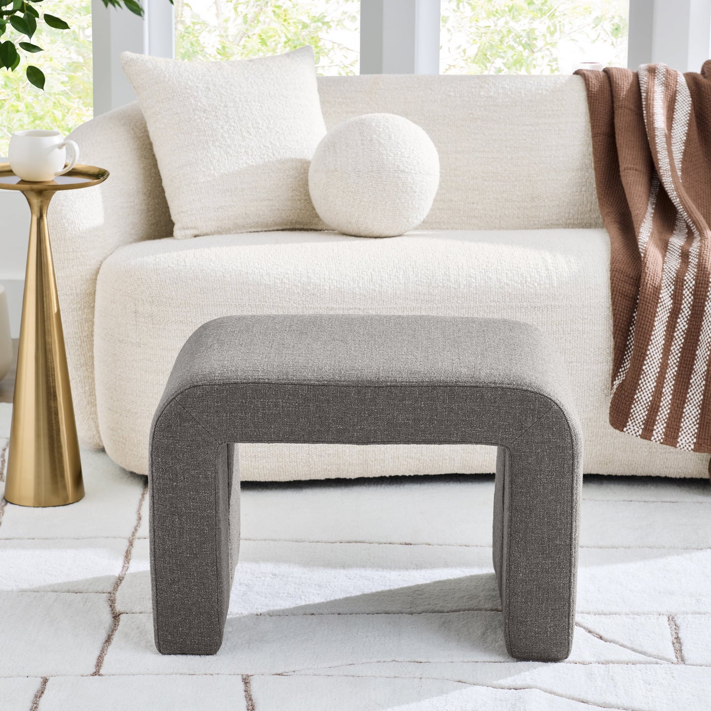 Better Homes & Gardens Juliet Waterfall Boucle Ottoman, Truffle Brown
