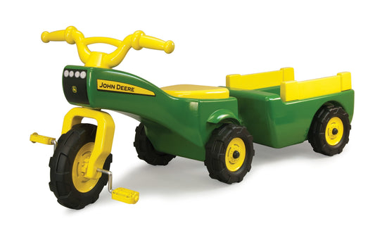 John Deere Pedal Tractor and Wagon, Kids Ride-On Tractor Tricycle, Green + Yellow