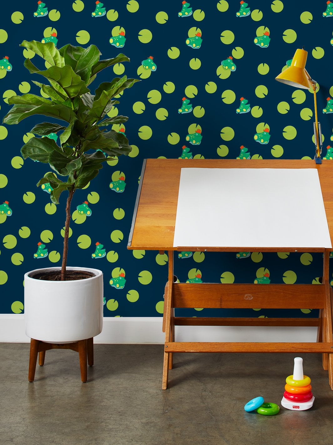 Jolly Jumper and Lily Removable Vinyl Wallpaper By Fisher-Price - Navy