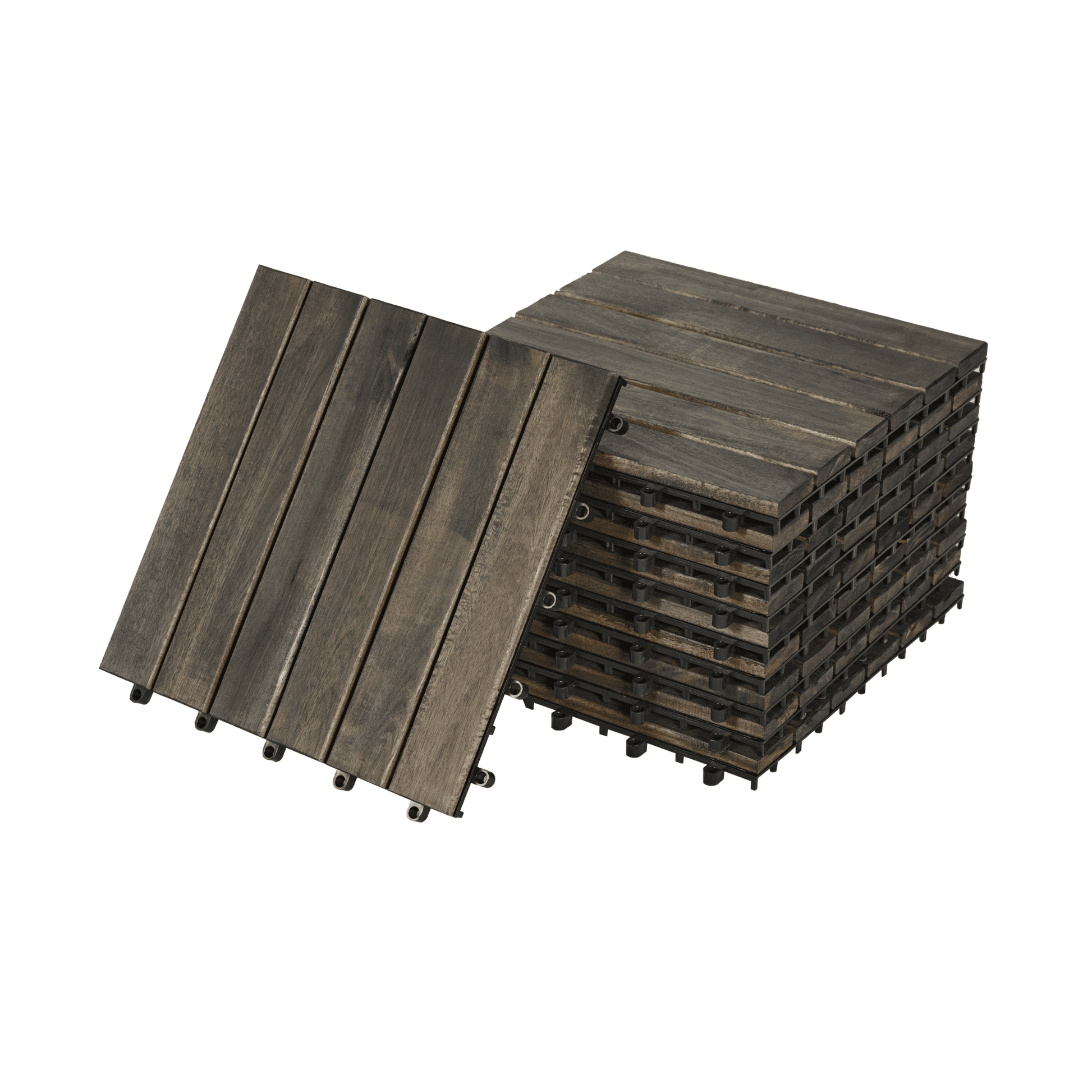 Jopath 10 Pack Plastic Interlocking Deck Tiles,12"x12" Waterproof Patio Tiles for Indoor Outdoor Use,Patio Floor Decking Tiles for Garden Lawn Porch Poolside Balcony,Dark Brown
