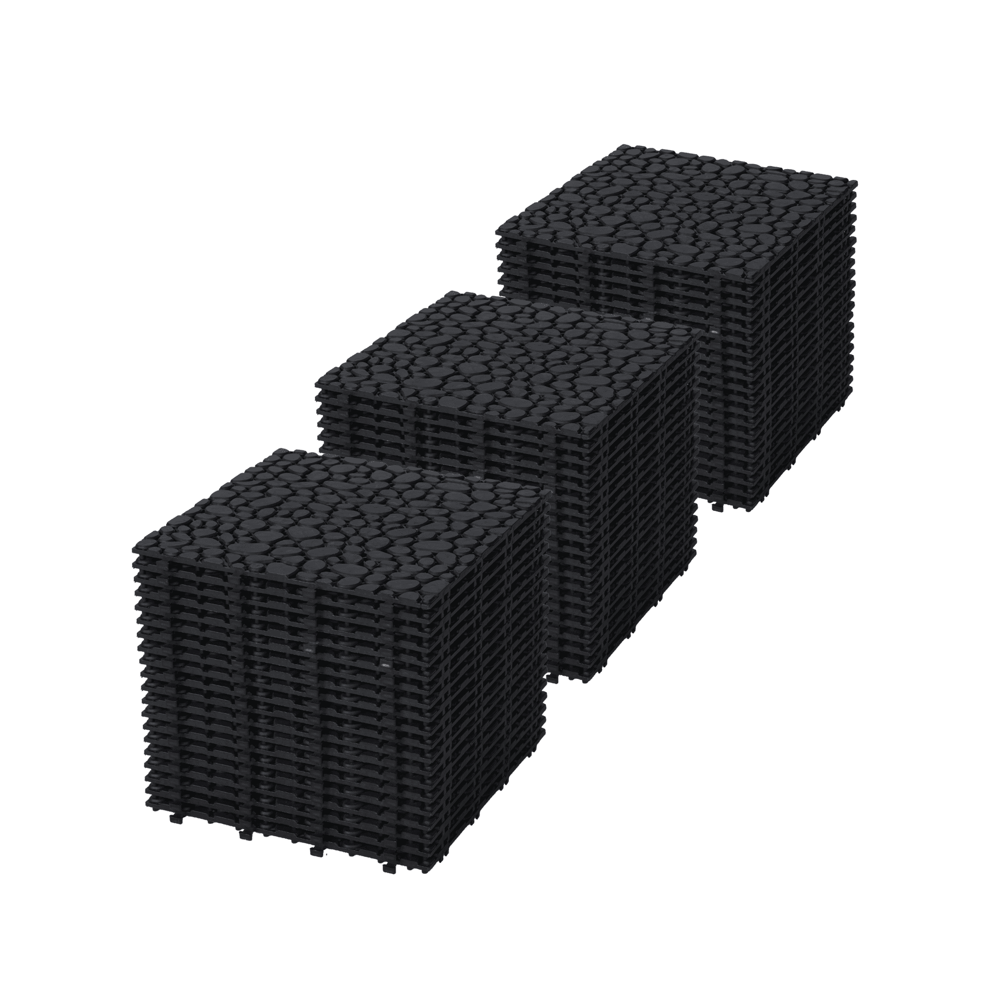 Jopath 60 Pack Plastic Interlocking Deck Tiles,12"x12" Waterproof Outdoor Flooring All Weather Use,Anti-slip Floor Decking Tiles for Bathroom Garden Lawn Balcony Porch,Pebble Stone Pattern,Gray