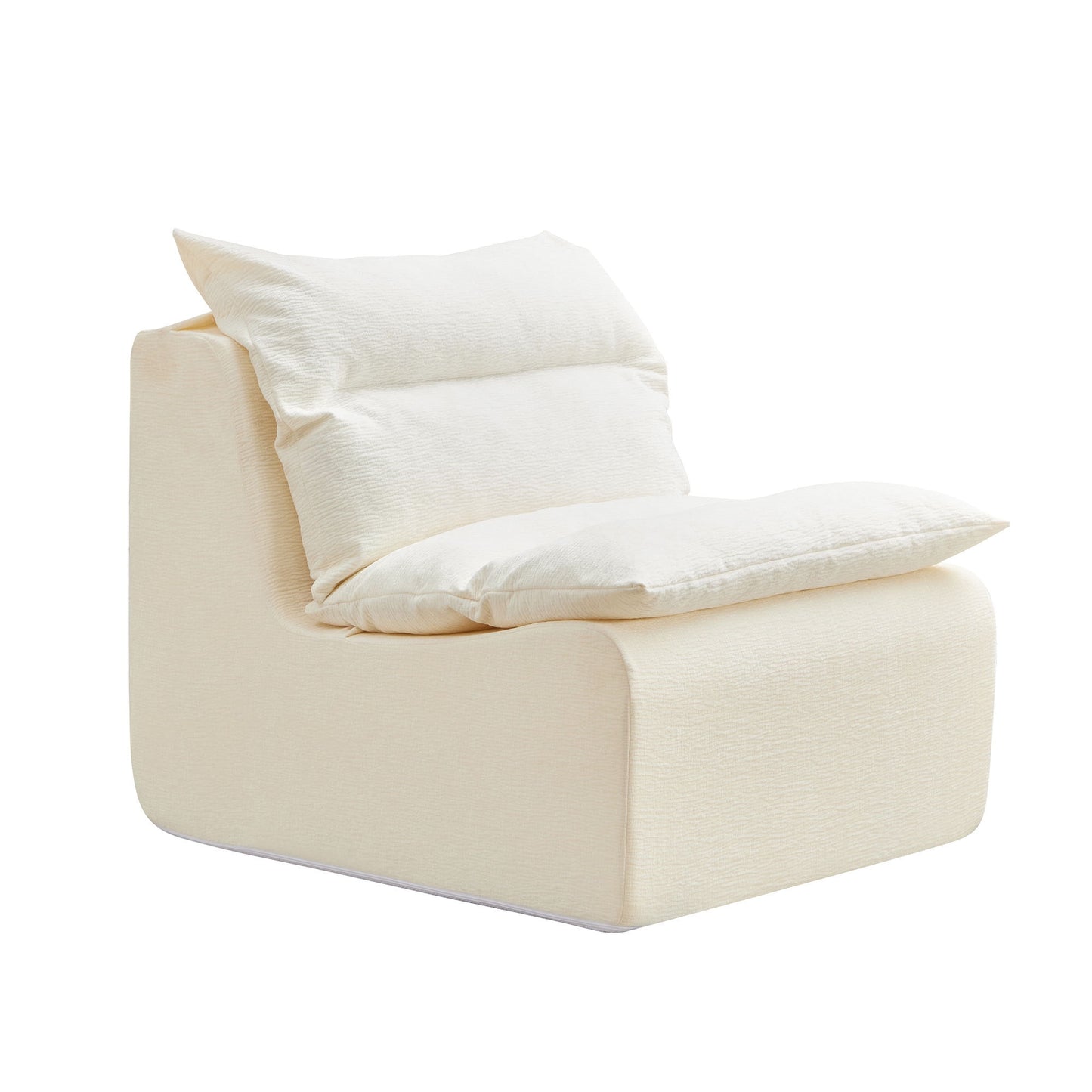 Jopath Armless Lounge Chair, Comfy Single Sofa,Lazy Floor Seating With Backrest, Upholstered Lazy Floor Seating For Living Room, Bedroom, Or Office White