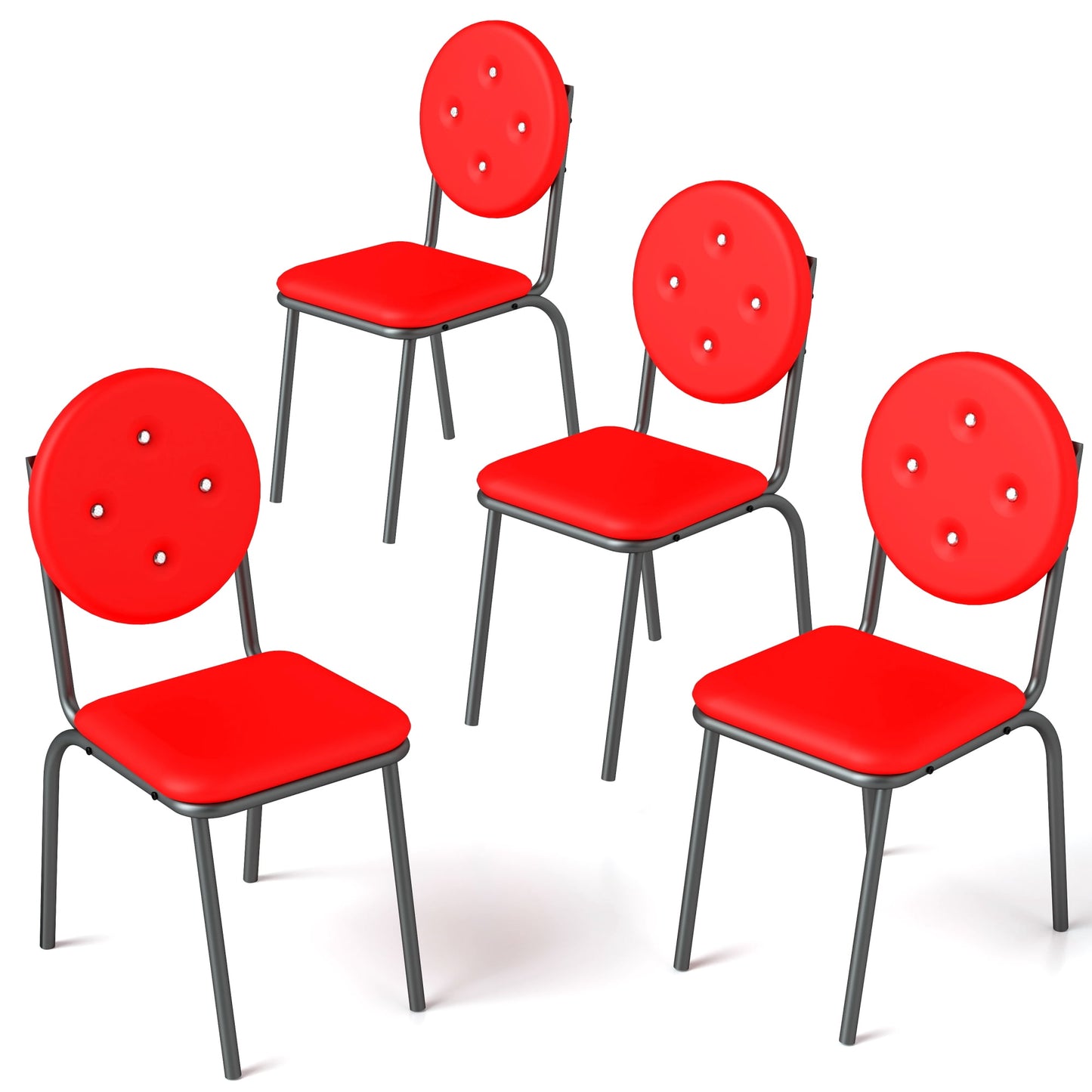 Jopath Bar Stools Set of 4,Modern PU Leather Dining Chairs with Waterproof Surface & Metal Legs for Kitchen,Dining Room,Living Room,Red