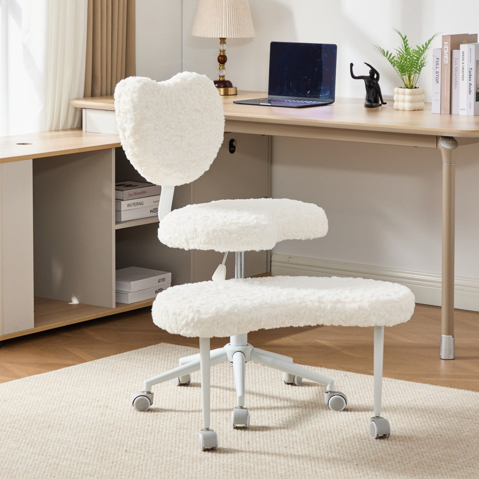 Jopath Cross Legged Office Chair with Wheels, Criss Cross Desk Chair with Lumbar Support and Adjustable Stool for Meditation and ADHD Beige
