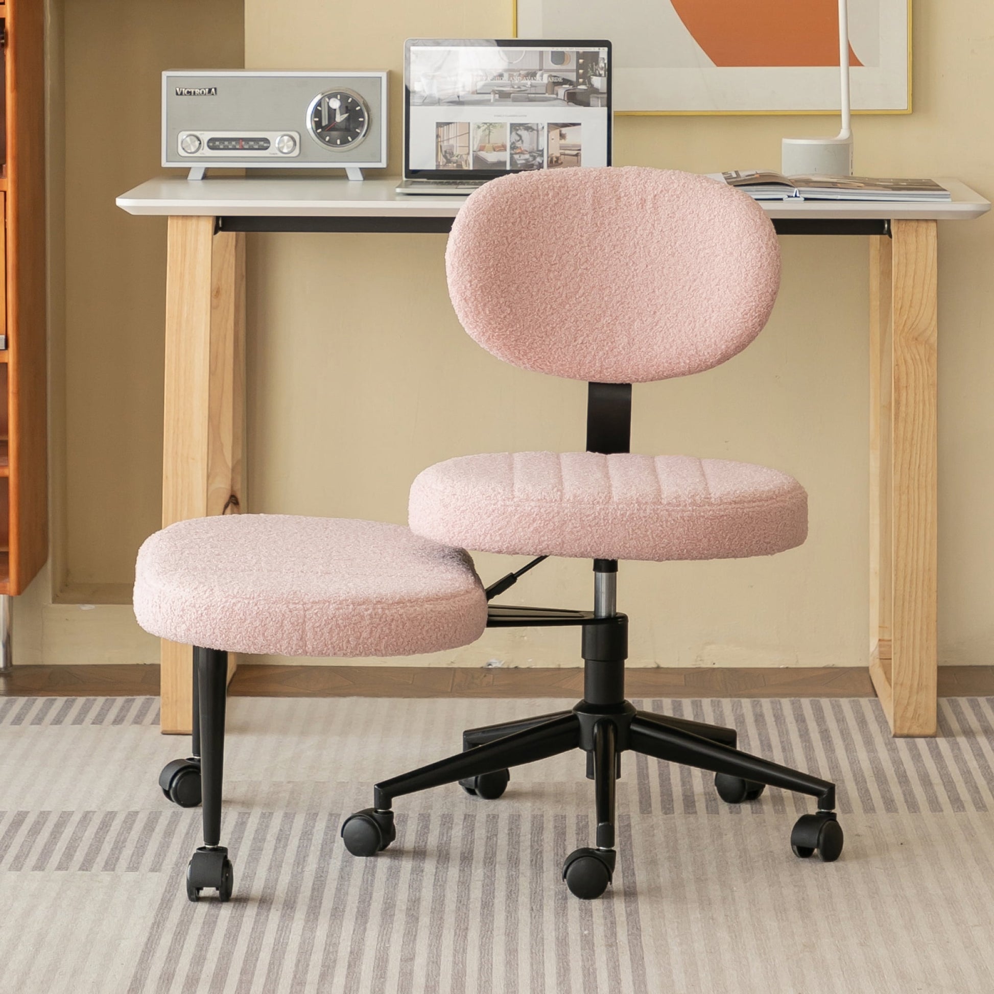 Jopath Cross Legged Office Chair with Wheels, Criss Cross Desk Chair with Lumbar Support and Adjustable Stool for Meditation and ADHD Pink