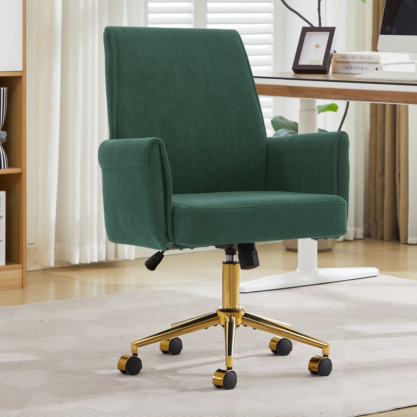 Jopath Liftable Office Chair, Accent Chair with Striped Fabric Ergonomically Designed The Mid-Back Design for Working Studying Or Relaxing Pink