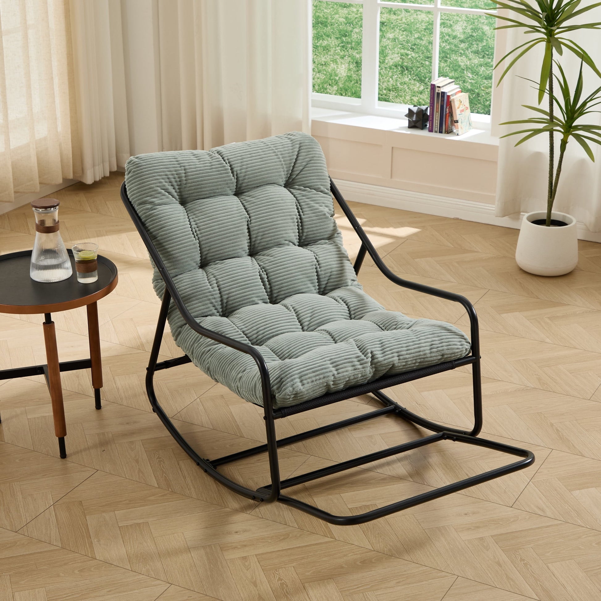 Jopath Outdoor Rocking Chair with Soft Thick Cushion,Comfy Cushion for Living Room Bedroom Reading Room Light Green
