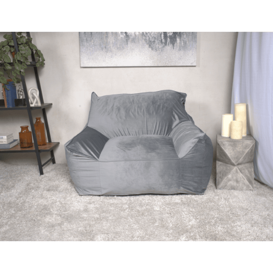 Jopath Velveteen Bean Bag Chair Foam Filler Large Beanbags Lazy Sofa With Armrests Removable Covers With Safety Zippers Foam Filled For Bedroom Living Room Gray