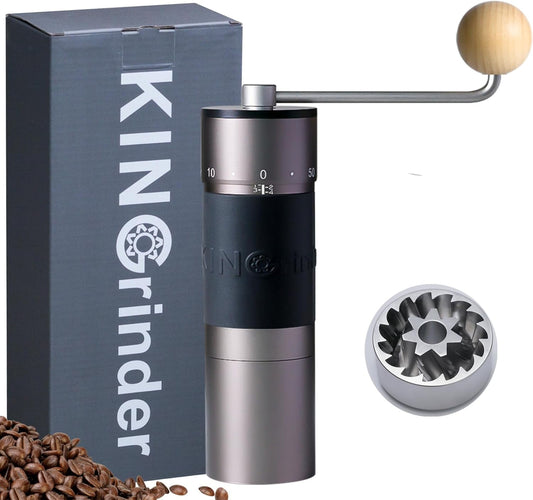 K6 Manual Hand Coffee Grinder with Straight Handle for French Press, Drip, Espresso with Assembly Consistency Stainless Steel Conical Burr Mill, 35g Capacity