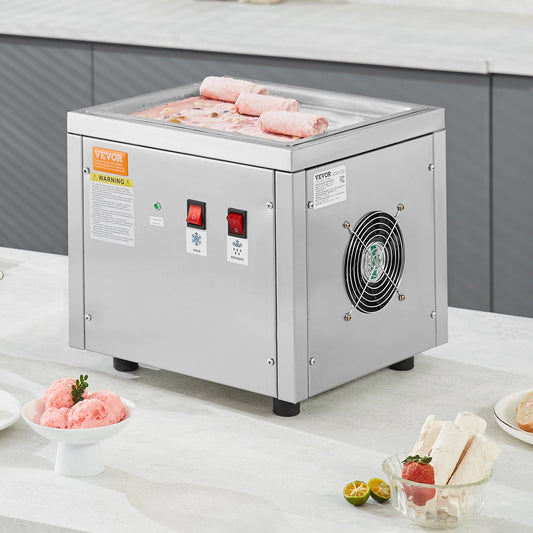 KFFKFF 11 x 9.5 Inch Pan Fried Ice Cream Roll Machine / Rolled Ice Cream Maker