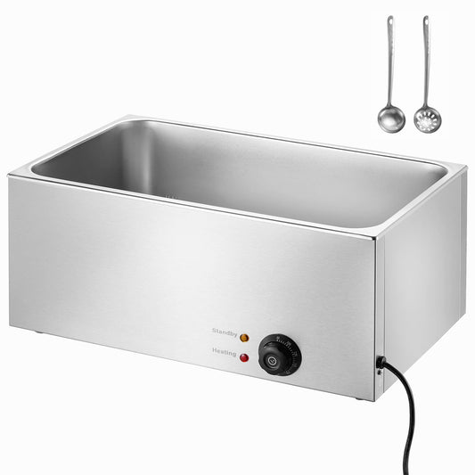 KFFKFF 19QT Electric Food Warmer 1200W, Stainless Steel Bain Marie Buffet Warmer, Countertop Steam Table for Wet or Dry Foods, Ideal for Parties, Catering, and Restaurants