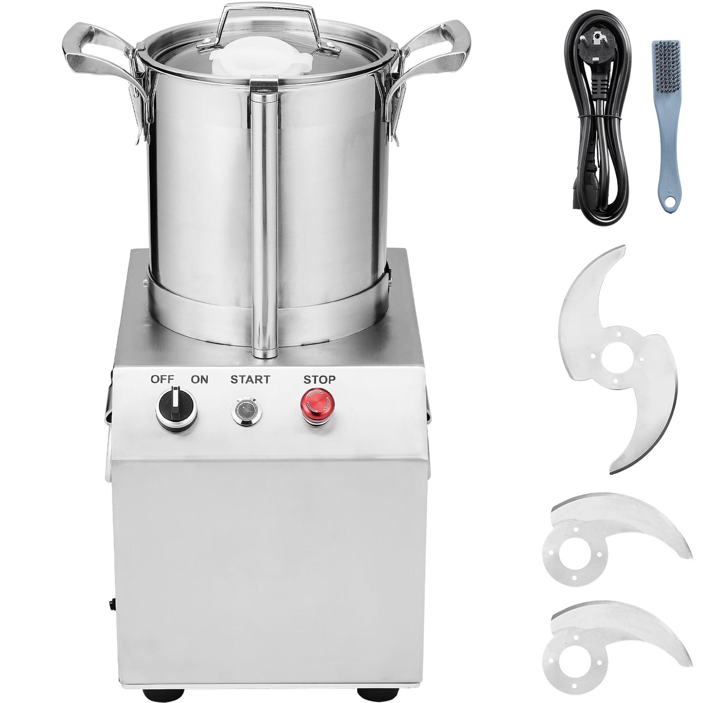 KFFKFF 6.3 Quart  Commercial Food Processor Stainless Steel Grain Grinder 750W Electric Food Cutter for Vegetables Fruits