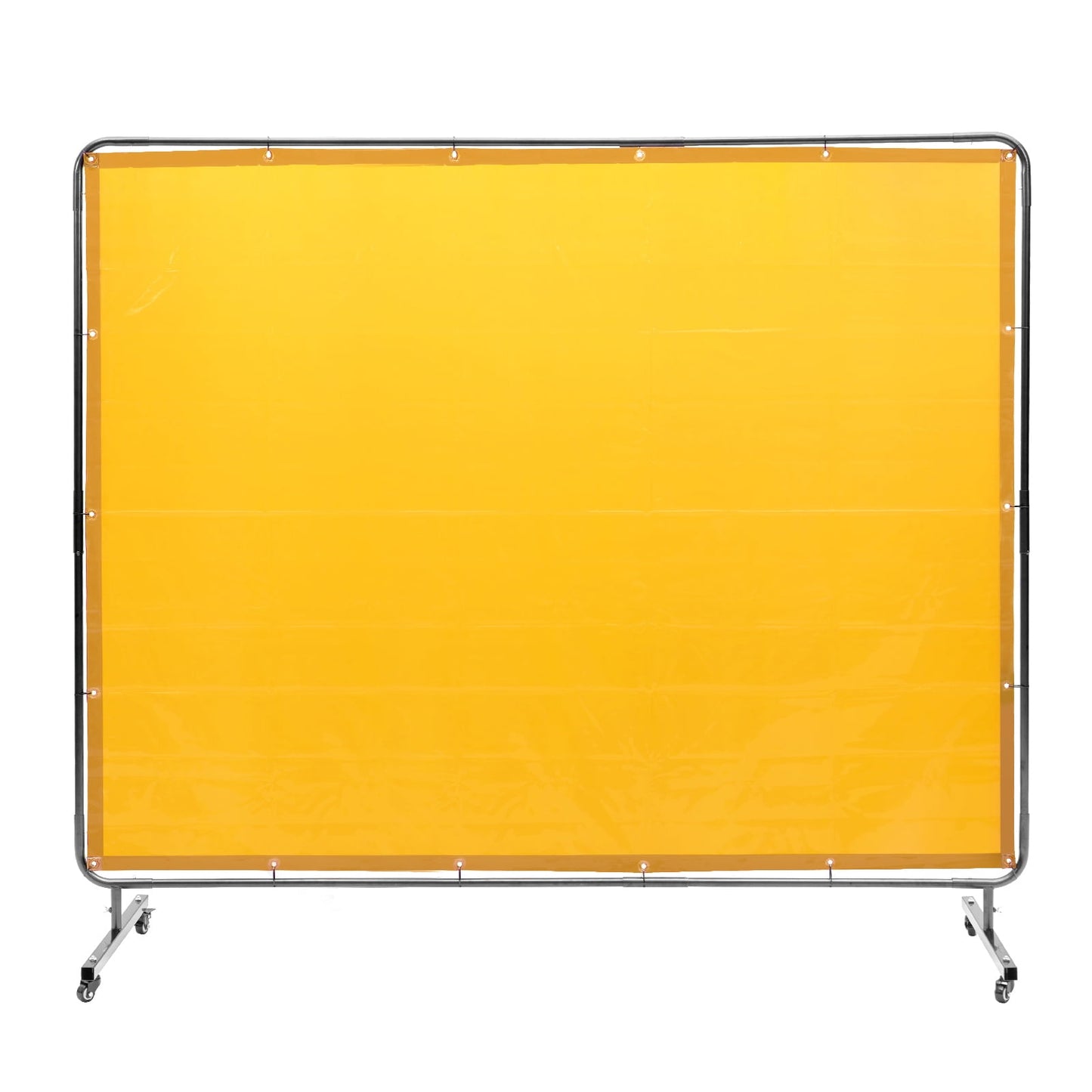 KFFKFF 6' x 8' Flame-Resistant Vinyl Welding Screen with Frame, Mobile Welding Protection Screen on Swivel Wheels (2 Lockable), Ideal for Workshop and Industrial Use, Yellow