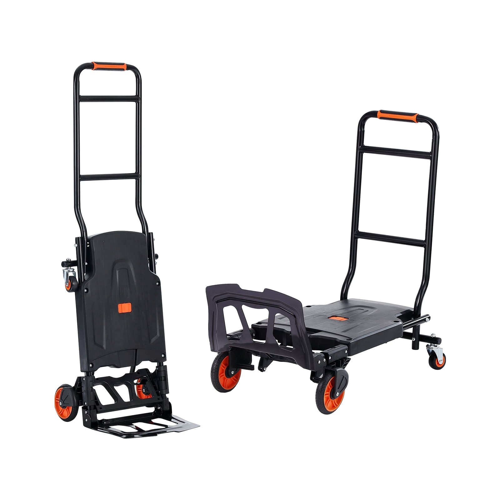 KFFKFF Aluminium Trolley,Dual Purpose, Supports up to 300 lbs,Robust Industrial Grade Convertible Collapsible Trolley and Dolly,Service Cart Transforms from Trolley to Platform Cart with Rubber Tyres