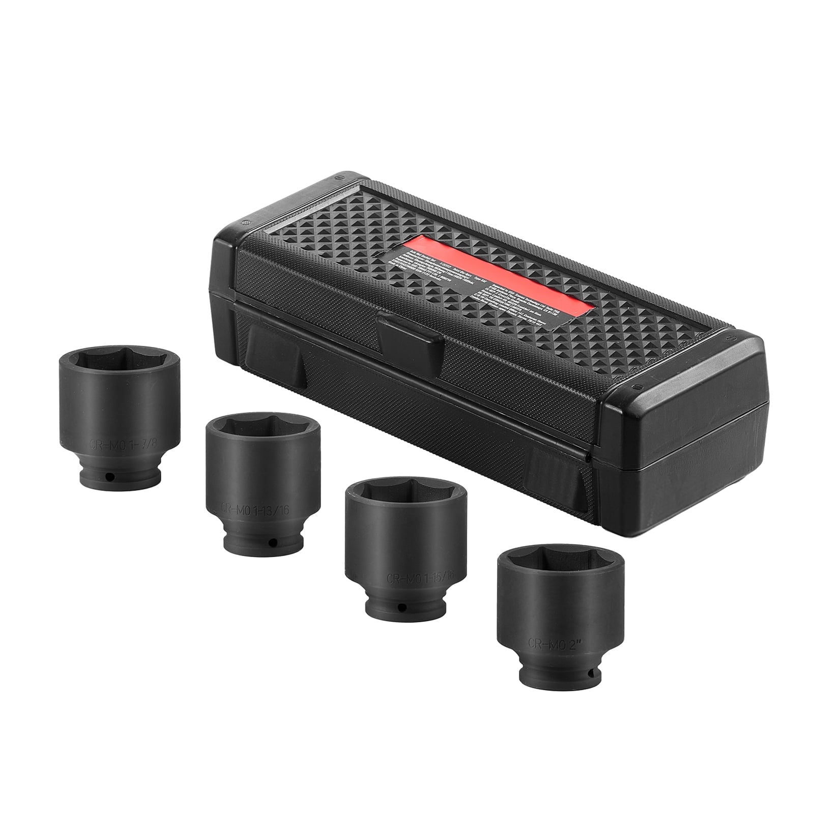 KFFKFF Axle Nut Impact Socket Set, 1/2" Drive 6-Point 4-Piece SAE Spindle Nut Socket Set, CR-MO Heat-Treated Socket Kit with Storage Case, Ideal for Auto Repair and Axle Nut Installation or Removal
