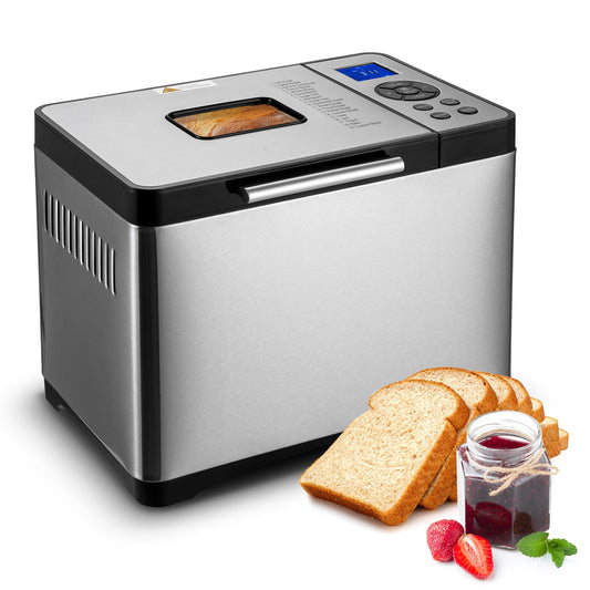 KFFKFF Bread Crafting Device, Multifunctional 19-Program 2LB Dough Mechanism, Ceramic Coated Pan Auto Bread Creator with Gluten-Free Option, Whole Grain Bread Production, Electronic, Configurable