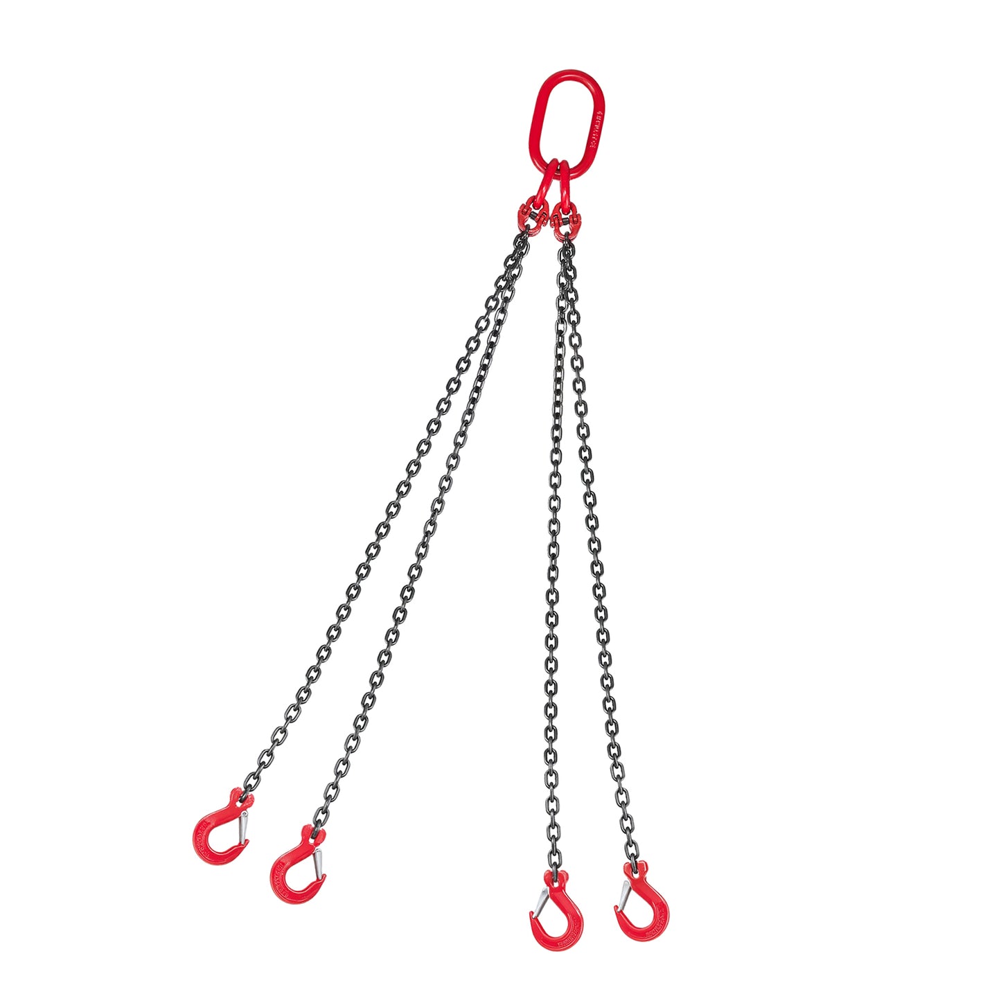 KFFKFF Chain Sling, 1/4 in x 5 ft Lifting Chains with 4-Leg Grab Hooks, Durable G80 Alloy Steel Lifting Sling, 6600 lbs Load Capacity, Adjustable Engine Hoist Chains for Cargo Handling and Towing