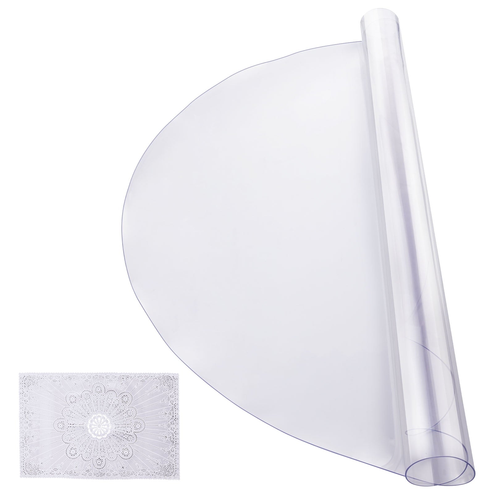 KFFKFF Clear PVC Table Cover, Dimensions 42 x 42 Inches, Thickness 2.0 mm, Round Table Protector, Resistant to Water and Simple to Clean, Ideal for Office Desk, Dining Room Table
