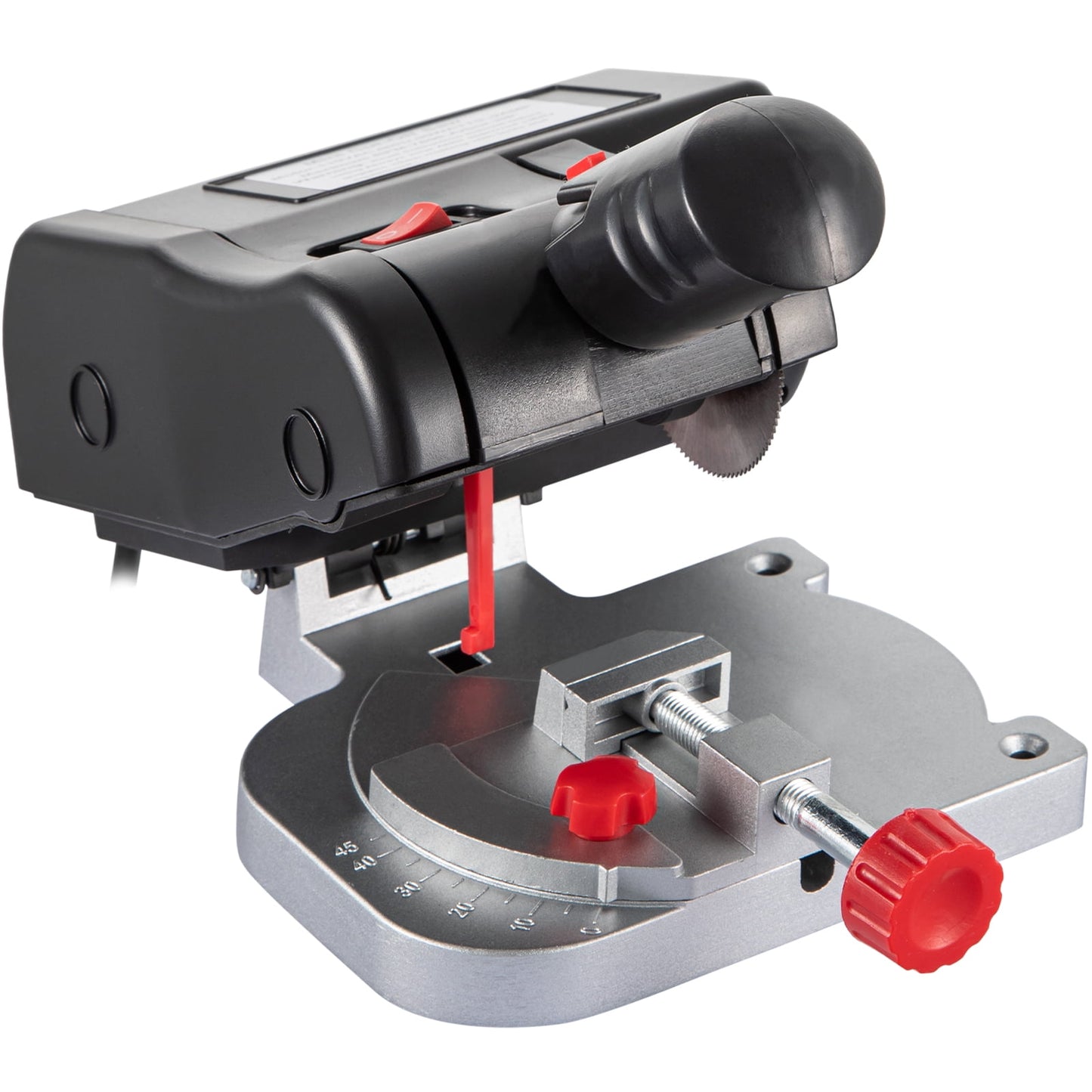 KFFKFF Compact Miter Chop Saw, Dual 2-5/16" Steel and Resin Blade with 1/2inch Cut Depth, 0-45Â° Tabletop Miter Saw for Copper, Aluminum, Wood, Zinc in Craft Projects