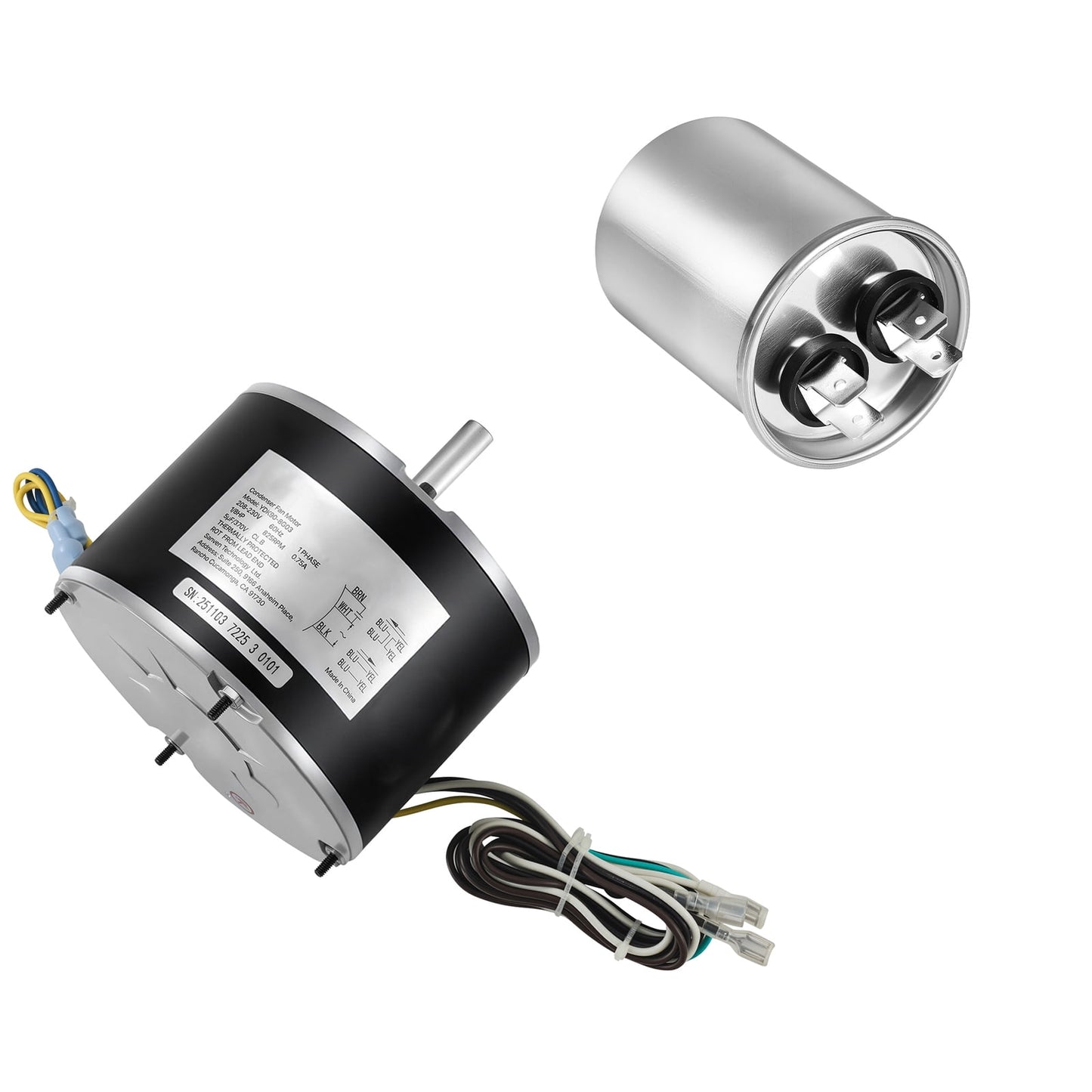 KFFKFF Condenser Fan Motor with Capacitor, 1/8HP 825RPM 208-230V, Compatible Replacement for Various HVAC Models Including GE Genteq Carrier Bryant Payne