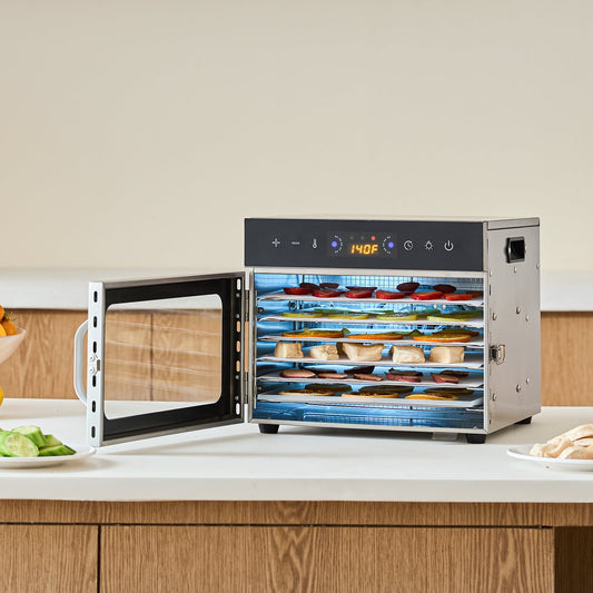 KFFKFF 400W Food Dehydrator Machine with 6 Stainless Steel Trays 86-194℉ Temperature Control for Home, Fruit, Herbs, and Dog Treats
