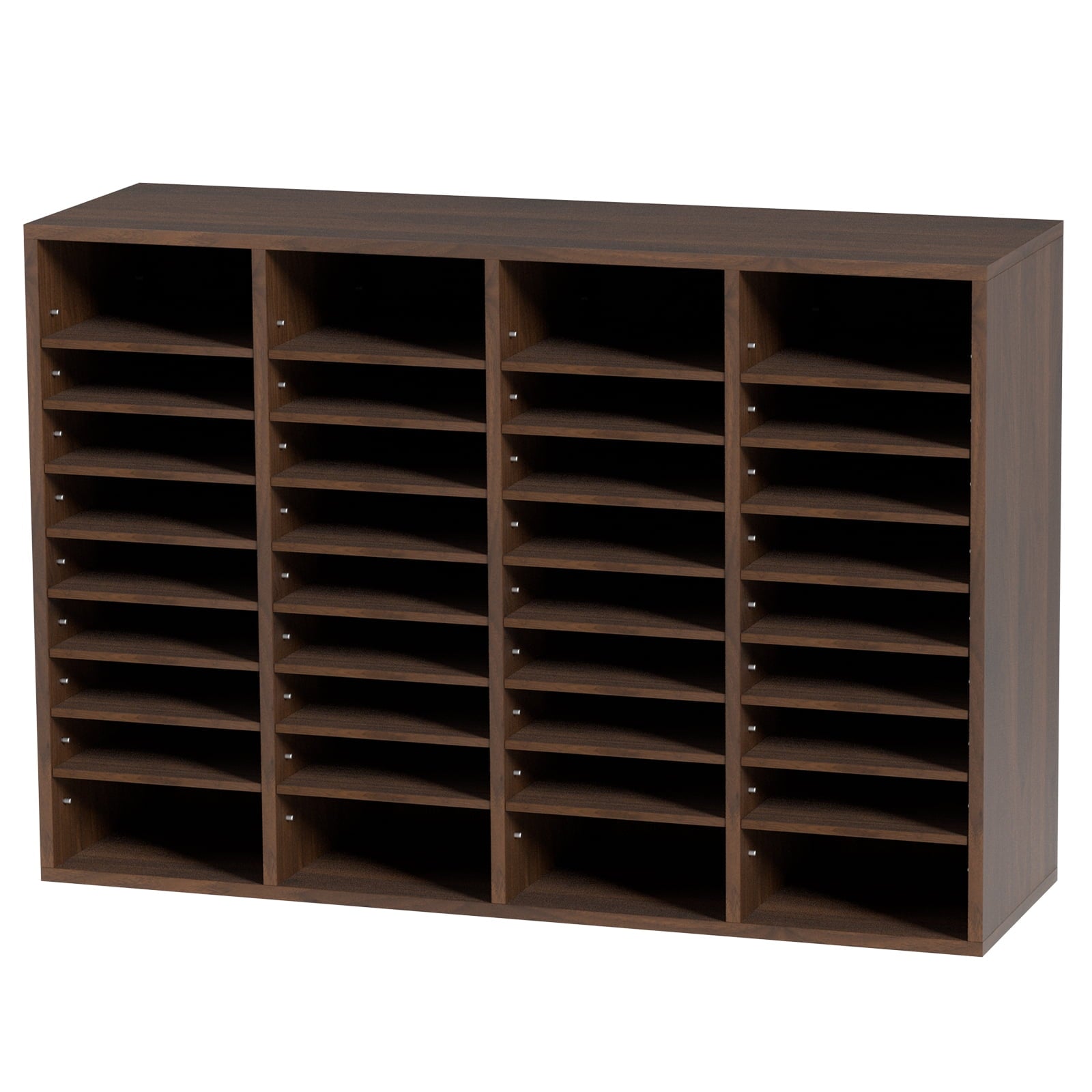 KFFKFF Document Storage Units, 36 Slots Office Post Box with Customizable Racks, Wooden Document Organizer Measuring 39.3x12x26.8 inches, Ideal for Office,Mailroom Arrangement,EPA Certified in Brown