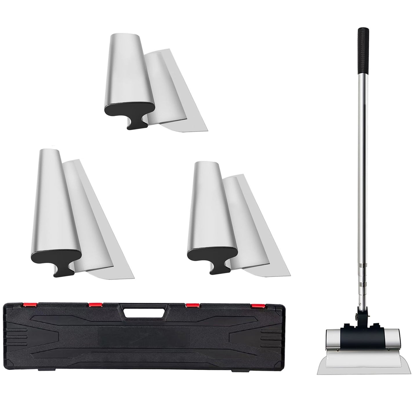 KFFKFF Drywall Skimming Blade Kit, Includes 10", 24", 32" Blades and an Adjustable 35"-78" Handle, Crafted from European Stainless Steel with Aluminum Blade for Smooth Wall Finishing