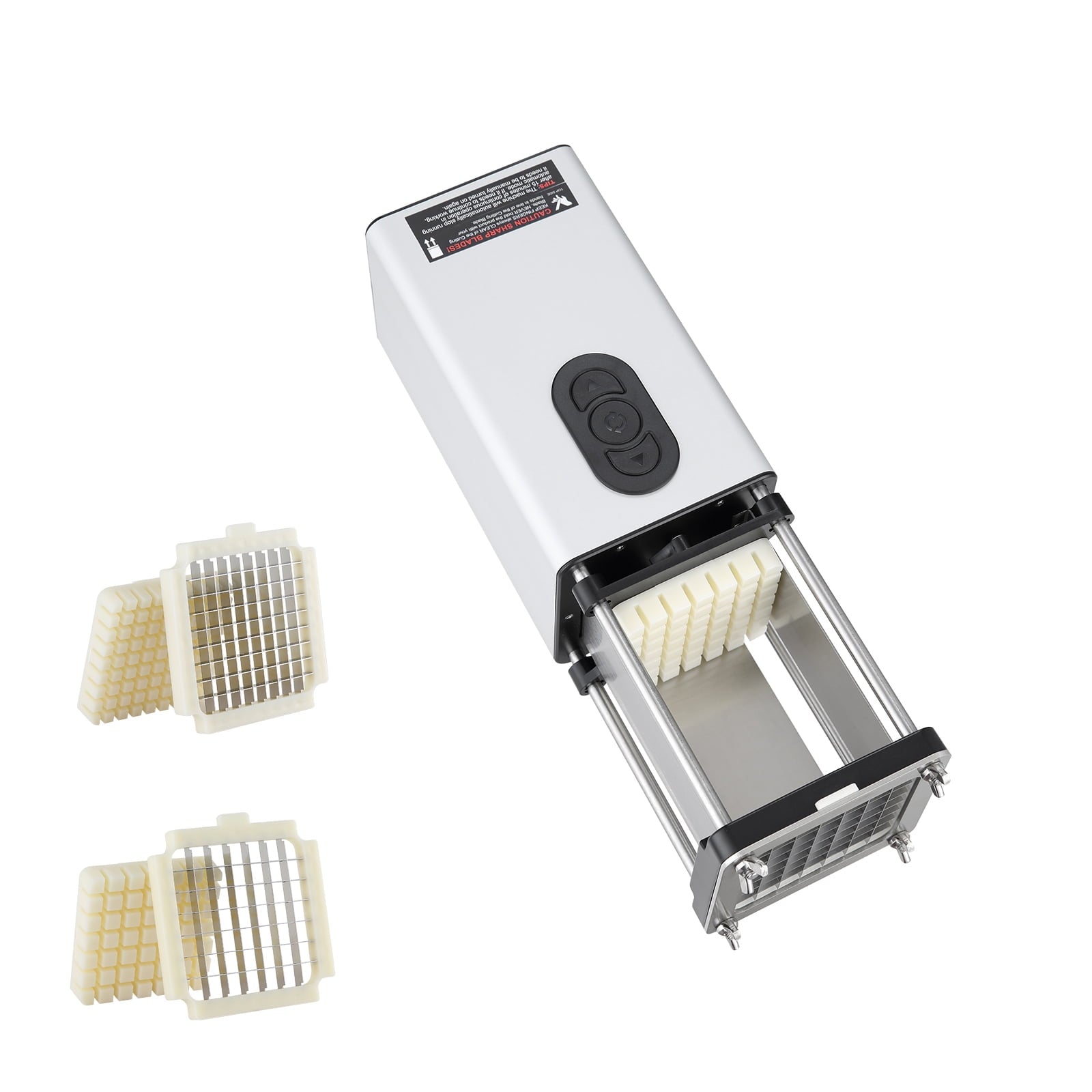 KFFKFF Electric French Fry Cutter with Stainless Steel Blades, Adjustable Slicer for Potatoes, Vegetables, and More, Features Anti-slip Feet for Stability