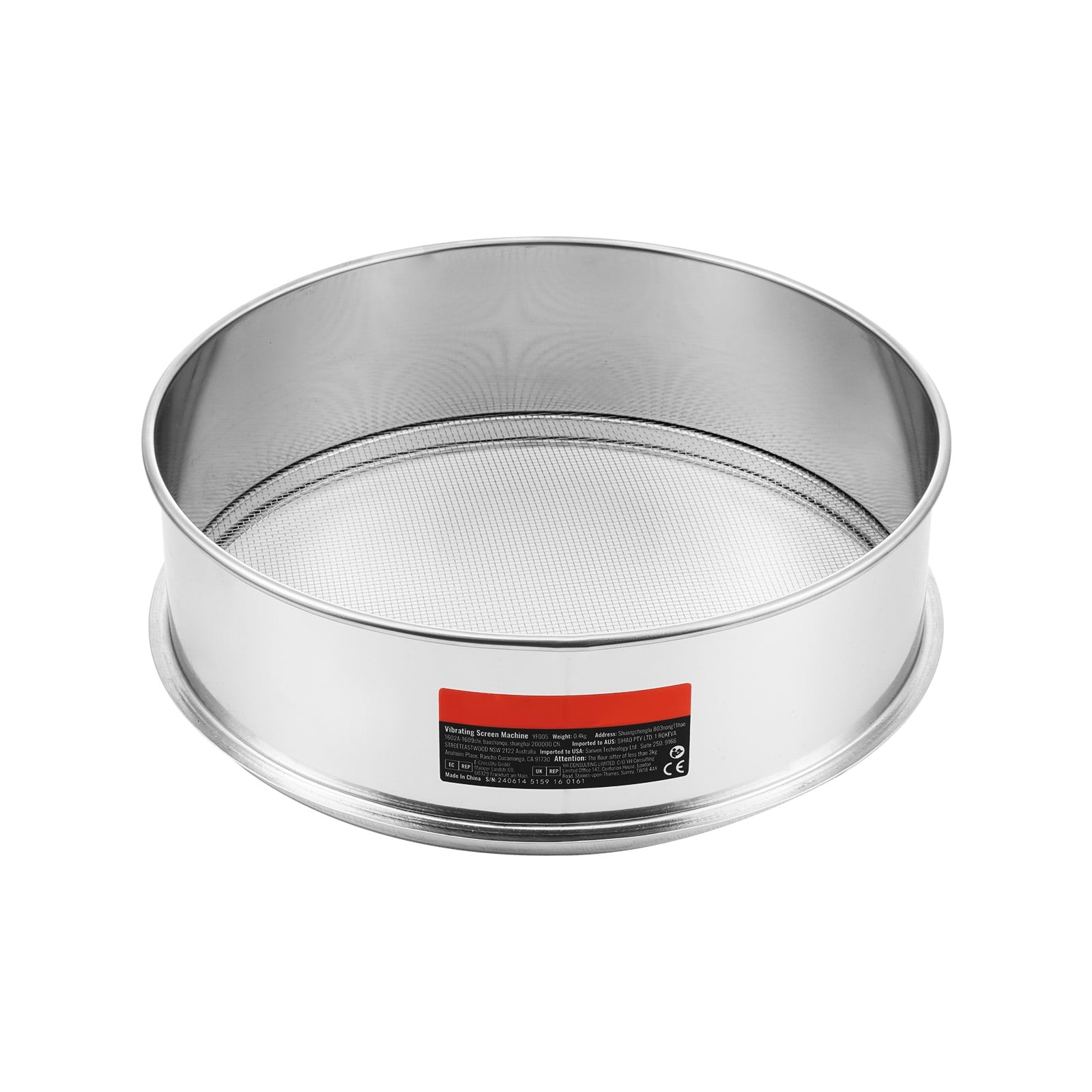 KFFKFF Flour Sieve with 10 Mesh Screen, Crafted from 304 Stainless Steel, Food-Safe Fine Mesh Sifter, 12.6" Diameter, Suitable for Baking with 5 Mesh Sizes for Mungbean, Rice and Pearl Powder